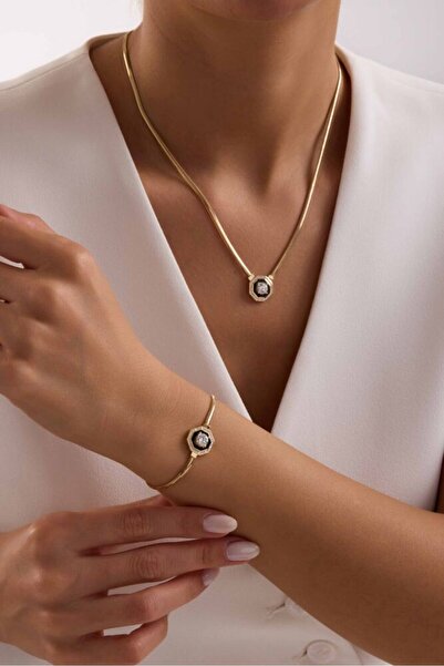 Sembol Gold Çağla Set Altın Kolye, Bileklik