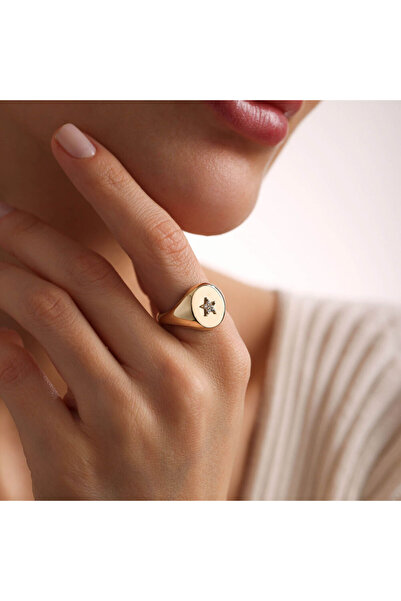 Sembol Gold Altın Şövalye Yüzük Yıldız Form UNİSEX