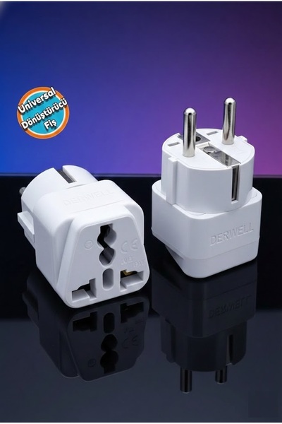 Derwell Universal Amerikan İngiliz Tipi Çevirici Fiş Priz Dönüştürücü Seyahat...