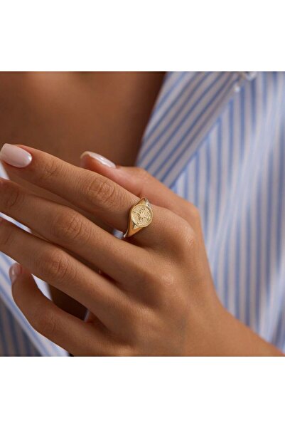 Sembol Gold Şövalye Altın Yüzük Pusula