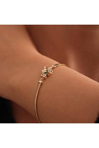 Sembol Gold Balık Sırtı Altın Bileklik Kaplan Figürlü 14K