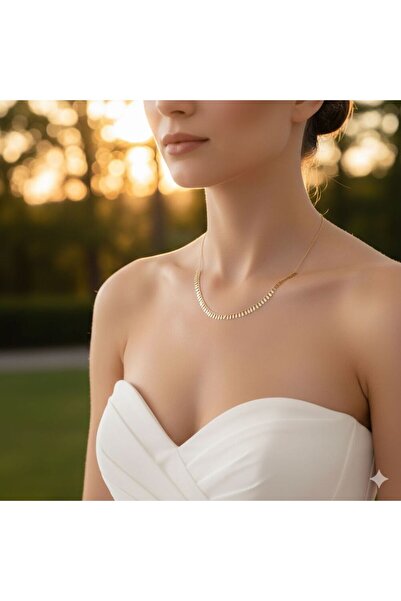 Sembol Gold Altın Sarkık Pullu Kolye YENİ