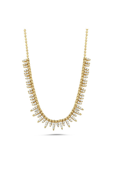 Sembol Gold 14 Ayar Altın Pullu Taşlı Şık Kadın Kolye