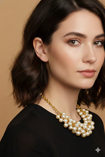 PETEK AKSESUAR قلادة سالكيم متعددة الخرز اللؤلؤي