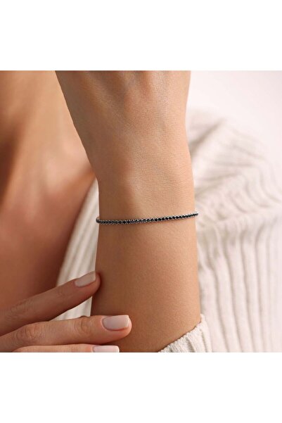 Sembol Gold Onix Taşlı Su Yolu Bileklik Beyaz Altın