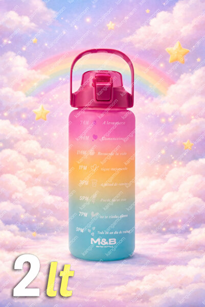 M&B WATER BOTTLE 3lü Motivasyonel Set, Motivasyonel Su Matarası Mor Su Matarası,su Şişesi,suluk