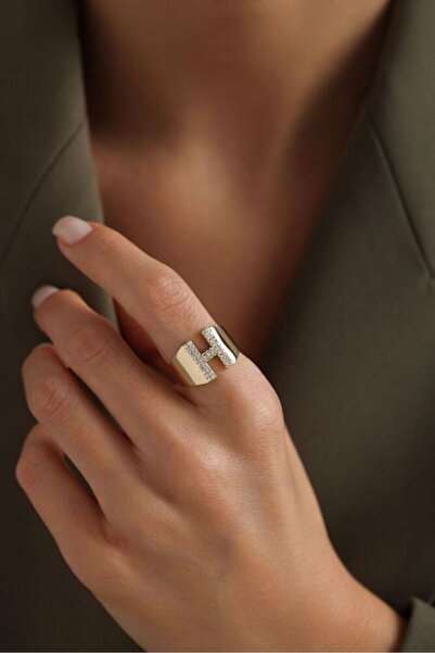 Sembol Gold Harf Yüzük 14 Ayar  -H-