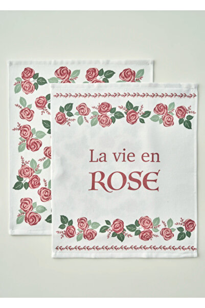 Bella Maison Комплект от 2 кремави хавлии с розов памучен принт (40x50 cm)