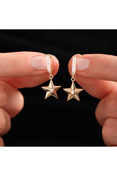 Sembol Gold Yıldız Altın Küpe