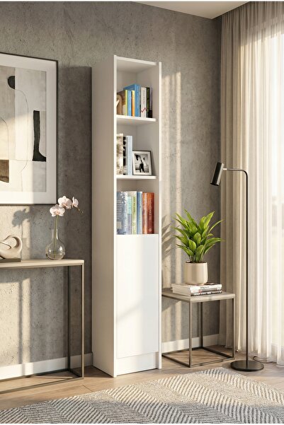 YETİ MOBİLYA Flat30 Kitaplık 1 Kapaklı Kütüphane Beyaz