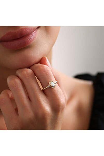 Sembol Gold Opal Taşlı Altın Yüzük