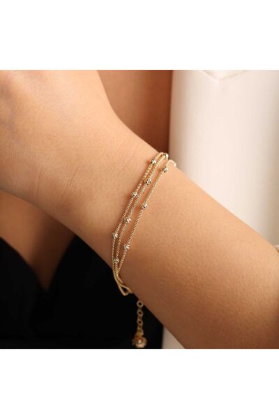Sembol Gold Kuş Kafesi Altın Bileklik Üç Zincirli