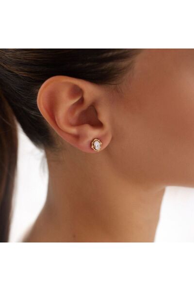 Sembol Gold 14 Ayar Atın Vintage Küpe YENİ