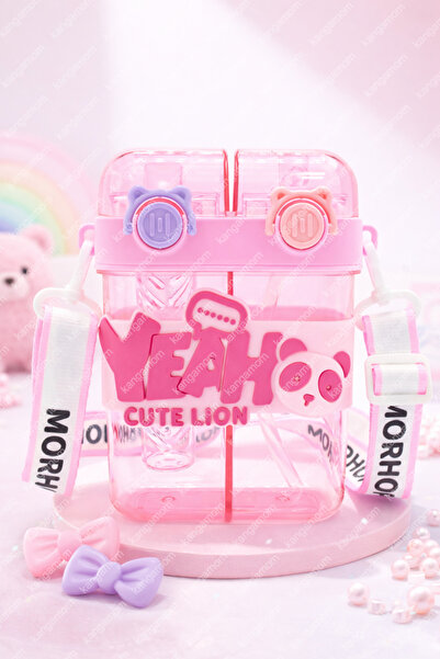 M&B WATER BOTTLE Yeah Çift Bölmeli Suluk - Renkli Boyun Askılı Çift Içimli Ok...