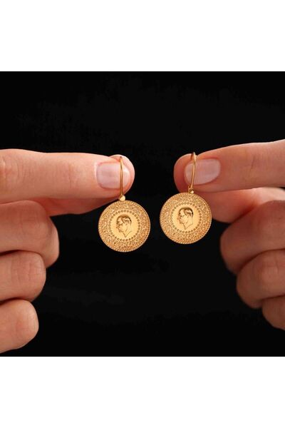 Sembol Gold 14 Ayar Altın Çeyrekli Küpe