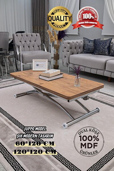 SEHPAM AKILLI Akıllı Sehpa Üst Tabla Mdf Efesçam Oval Köşe Alt Krom Kaplama D...