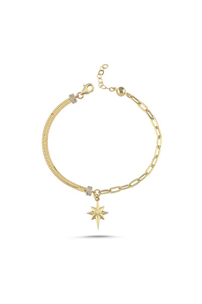 Sembol Gold Kuzey Yıldızı Sallantılı Bileklik 17-20 cm