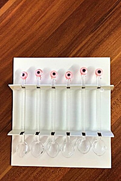 DECOSTYLE Evil Eye Beaded Glass Teaspoon Set of 6 (PINK)