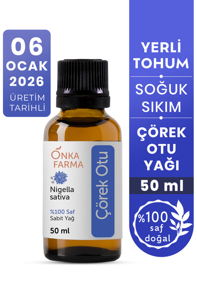 OnkaFarma Onka Farma Çörek Otu Yağı 50 ml %100 Saf Doğal Yerli Tohum Soğuk Sıkım