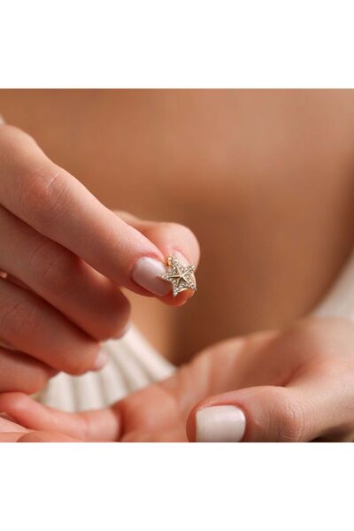 Sembol Gold 14 Ayar Yıldız Charm Uç ( Bilezik ) 1,0 cm