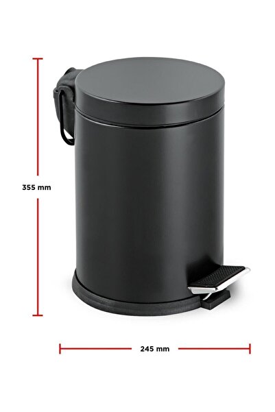 GörSeç 12-литров черен кош за боклук от неръждаема стомана, кош за боклук с п...