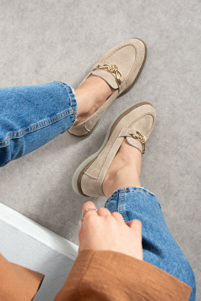 guijarro Ορθοπεδικά μοκασίνια από σουέτ με χρυσή αλυσίδα - Κομψά για το γραφε...