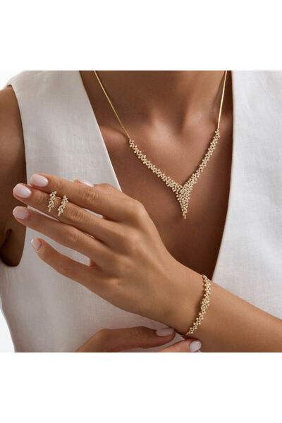 Sembol Gold Yıldız Seli Sarı Altın Takı Seti