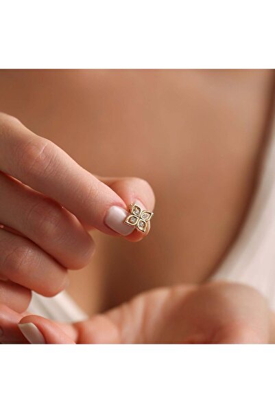 Sembol Gold 14 Ayar Yonca Charm Uç ( Bilezik ) 1,0 cm