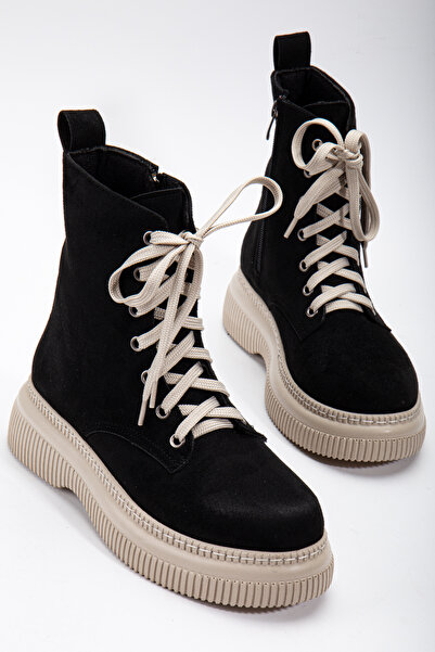 Tonny Black Dámské černé semišové boty se silnou termo podrážkou se šněrování...