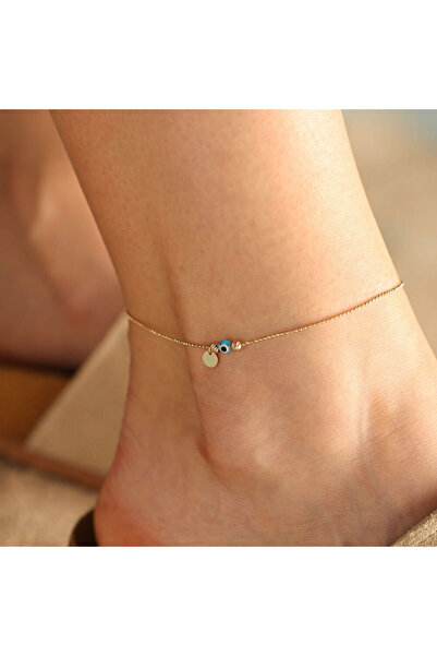 Sembol Gold Altın Halhal 14 Ayar Tırnak Makası Zincirli Göz Boncuk