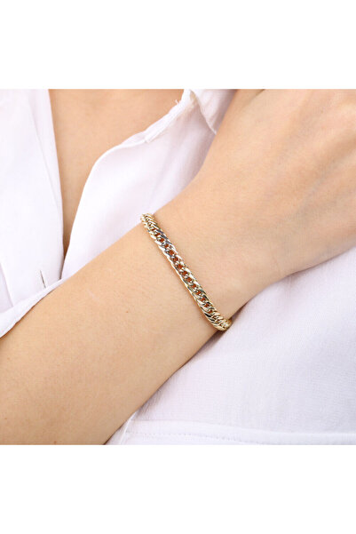 Sembol Gold Gurmet Altın Bileklik 14 Ayar Tricolor 5mm