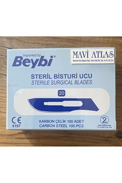 Beybi BİSTÜRİ UCU NO:20 (100 ADET) PASLANMAZ KARBON ÇELİK (NEŞTER UCU)(STERİL)