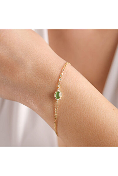 Sembol Gold Altın Vintage Bileklik Opal Green