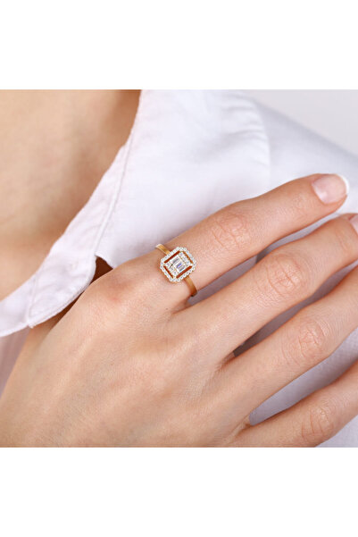 Sembol Gold Baguette Sarı Altın Yüzük