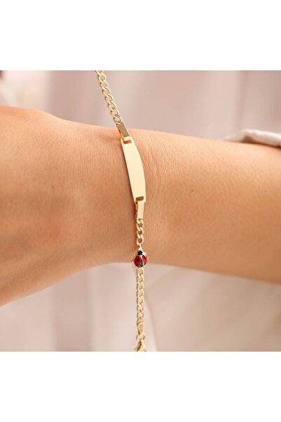 Sembol Gold Altın Çocuk Bileklik Uğur Böcek Form Kırmızı