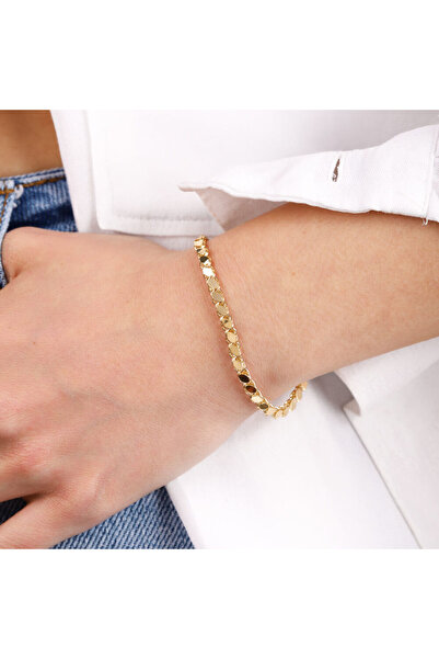 Sembol Gold 14 Ayar Kırmızı Altın Pullu Bileklik 4 mm