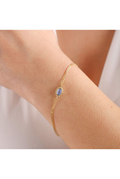 Sembol Gold Altın Vintage Bileklik Opal Blue