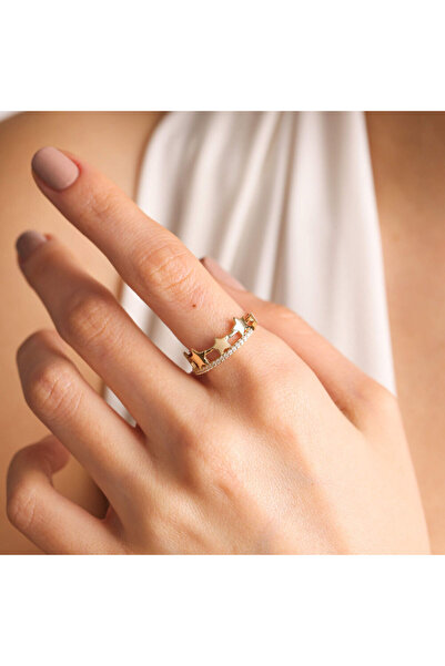 Sembol Gold Altın Yıldız Yüzük 14k Yarımtur