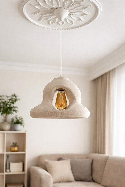 Limon 3D Desing Tekli Avize Sarkıt Rustik E27 Modern Avize Bohem Beton Görünü...