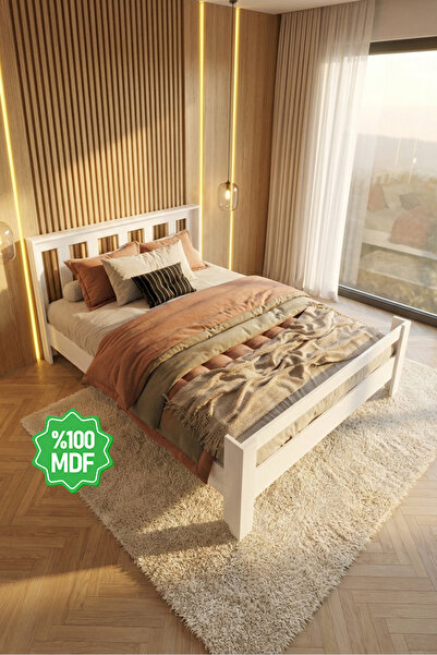 Ninnimo Still Tek Kişilik Çift Kişilik Beyaz Mdf Genç Karyola Basit Kurulum M...