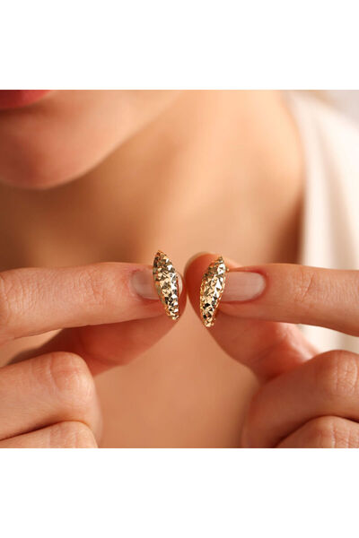 Sembol Gold Parıltılı Altın J Küpe