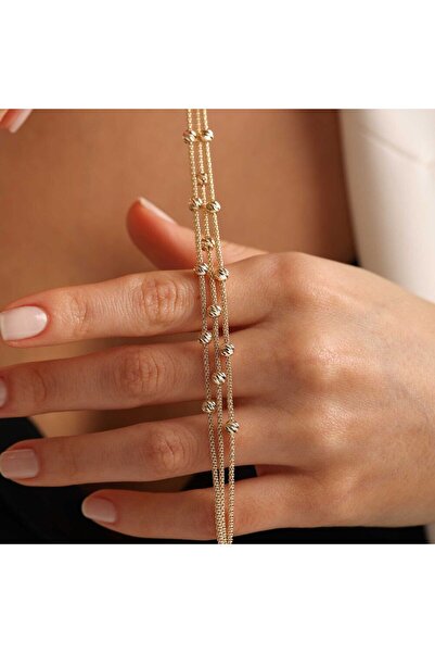 Sembol Gold Altın Dorika Bileklik Üç Sıra Chain