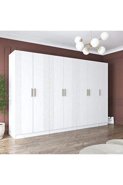 Rani Mobilya Rani BA185 Membran Kapaklı Gardırop 12 Raflı 3 Askılı 7 Kapaklı ...