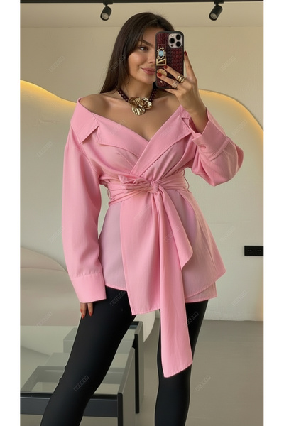 LİBREPRİVE Bağlamalı Şık Tasarım Salaş Gömlek