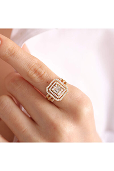 Sembol Gold Sarı Altın Baget Yüzük Nova Form