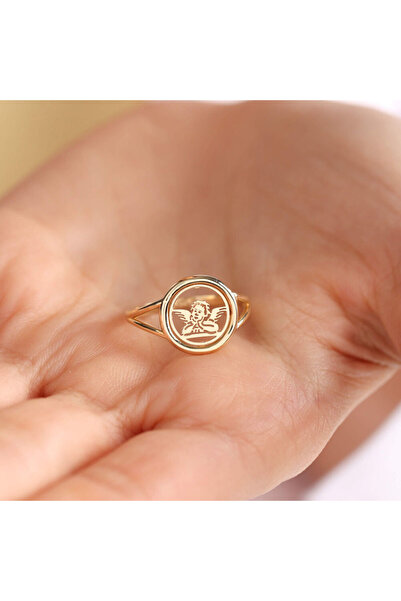 Sembol Gold Altın Melek Yüzük 14 Ayar Parlak Form