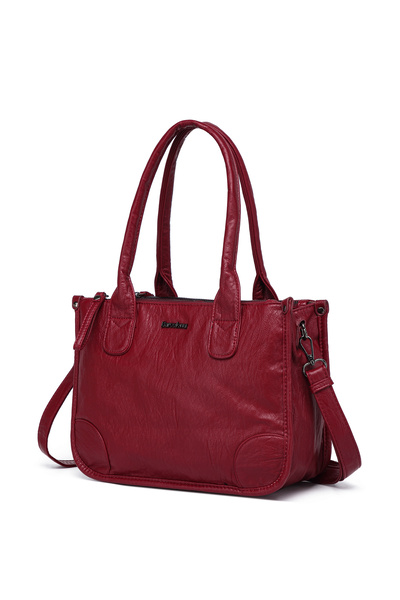 Solo Bag Burgundy Washed Leather Multi-Compartment Stylish Soft Leather Shoul...