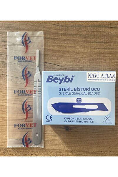Beybi BİSTÜRİ UCU NO:22(100 ADET)+NEŞTER SAPI NO:4 (İKİLİ TAKIM)PASLANMAZ KAR...