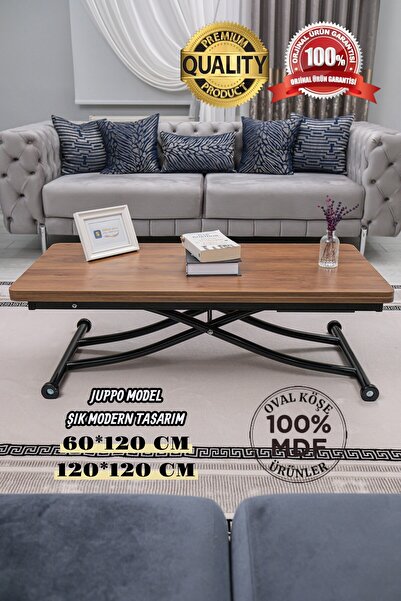 SEHPAM AKILLI Akıllı Sehpa Juppo Üst Tabla Mdf Ceviz Oval Köşe Alt Siyah Içe ...