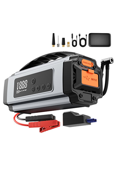 MATECHNO Şarjlı 8.000 Mah Taşınabilir Çanta Araç Akü Şarj Takviyeli Işıklı Ha...